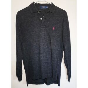 Polo Ralph Lauren Men's Small Long Sleeve Polo Shirt Heather Grey Logo Size S